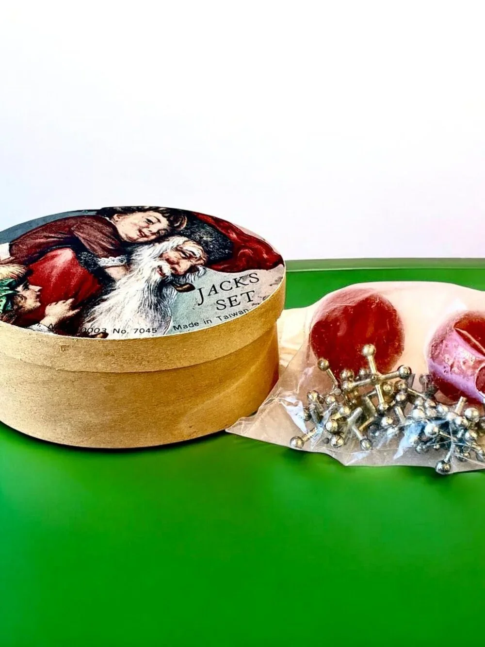 SHACKMAN JACK'S SET Metal Vintage Jacks and Rubber Ball Game Set Taiwan box new